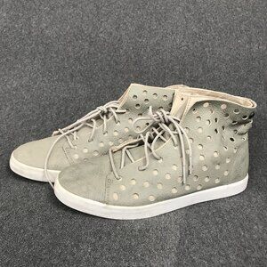 Volcom Buzz Women’s 7.5 Gray Leather Perforated High Top Shoes Fashion Sneakers